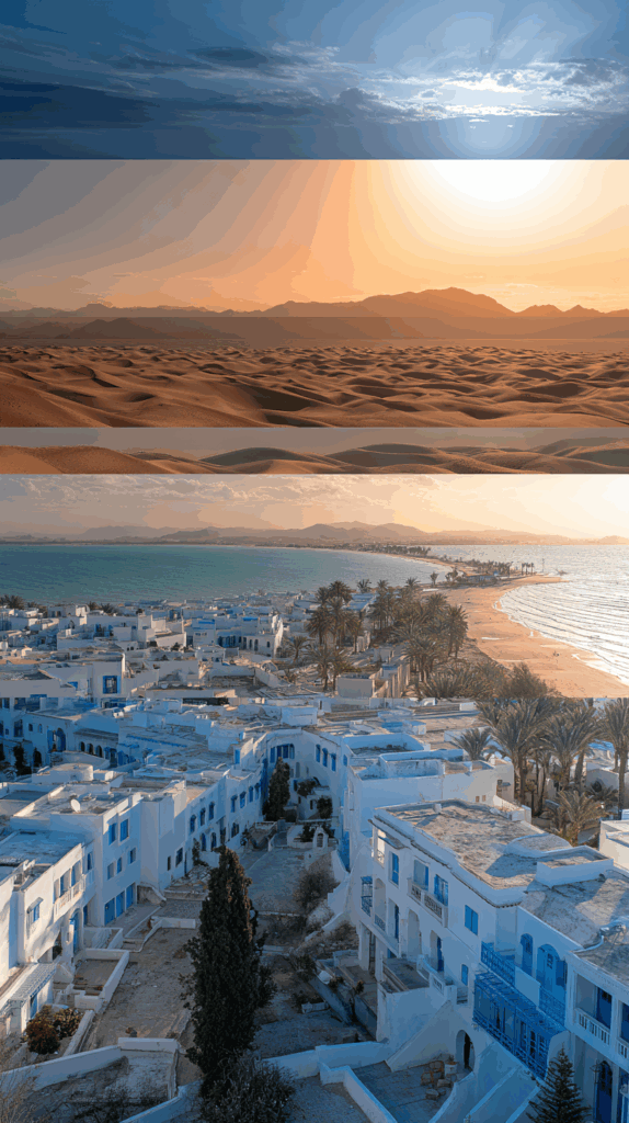 Panoramic Views of a Seaside Resort in Tunisian Style