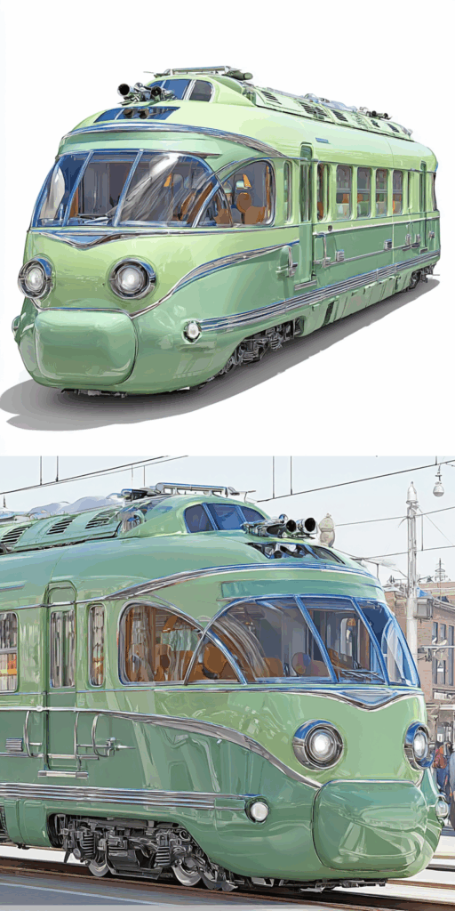 Design a Futuristic Hydrogen-Powered Train from the 60’s Style