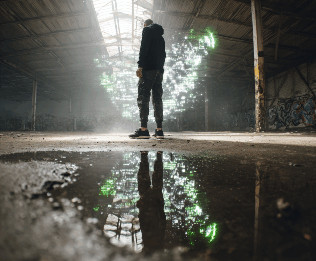 Modern Street Artist in Industrial Setting
