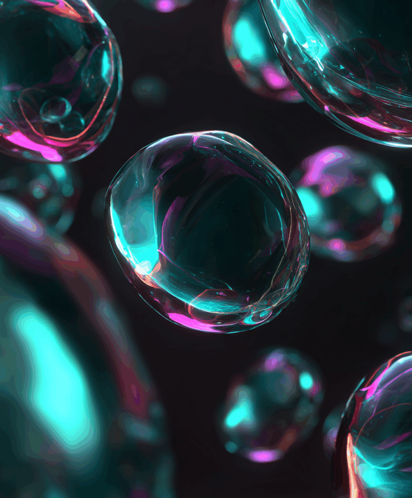 Glowing geometric cyan orbs against dark canvas