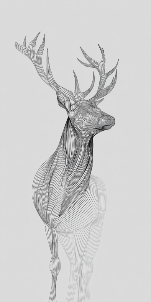 Minimalistic Form of a Majestic Stag