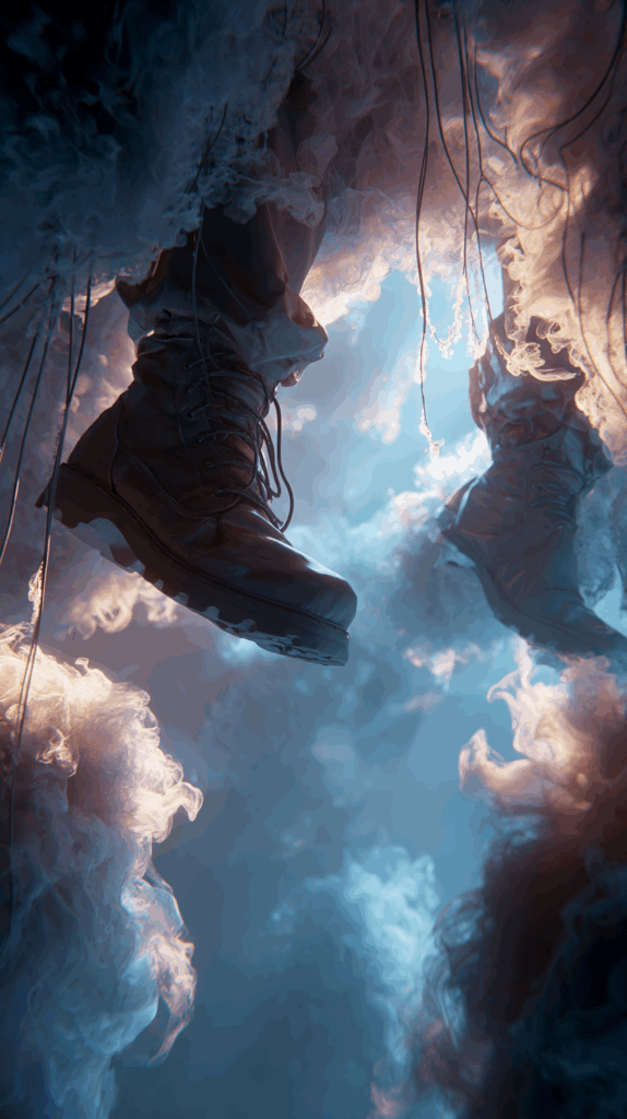 Hyper-realistic Illustration of an Abstract Pair of Boots