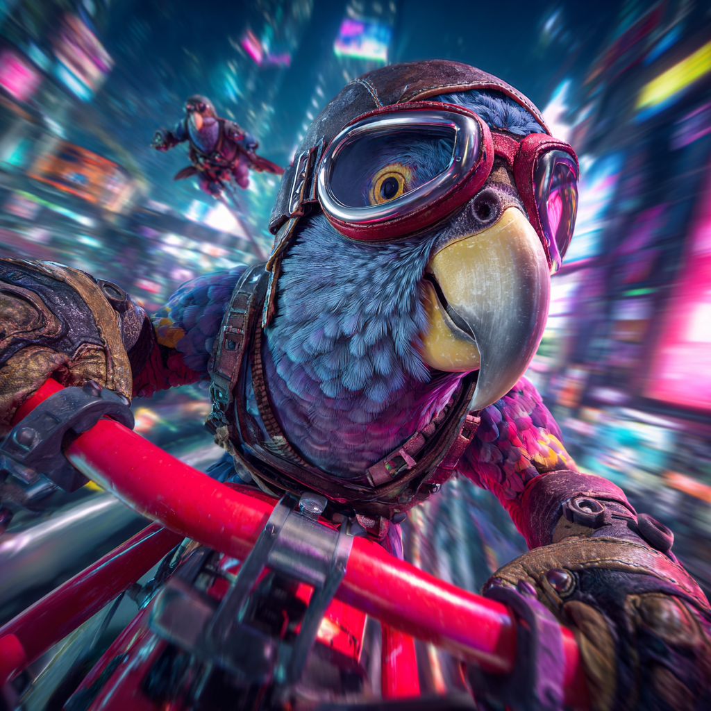 High-intensity snapshot of a Parrot operating a hoverbike