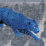 Neon Leopard in the Abstract Cityscape