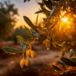 Sunset Over Fields of Olive Trees