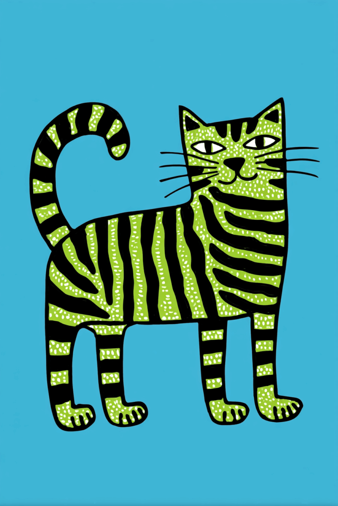 An Educational Picture of a Colorful Cat