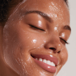 Aesthetic Close-Up Portrait of a Young Woman with a Moisturizing Gel Mask