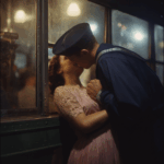 Vintage Encounter at Bus Terminal, Late 1950s