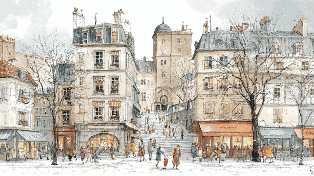 Cozy Winter Paris Sketch